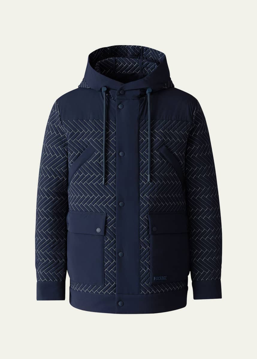 Mackage Men's Thiago Chevron Quilted Down Hooded Jacket