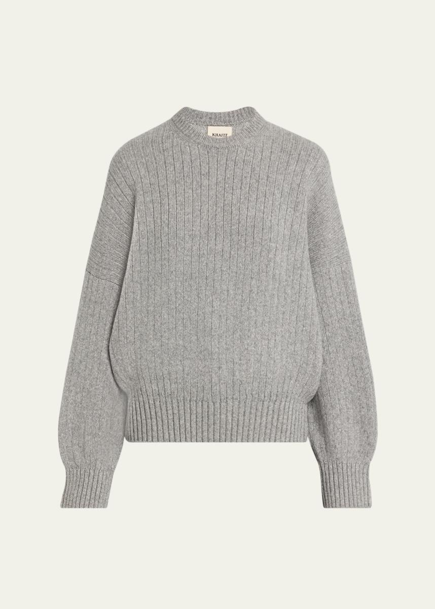 Khaite Lennox Cashmere Rib Crewneck Sweater - Bergdorf Goodman