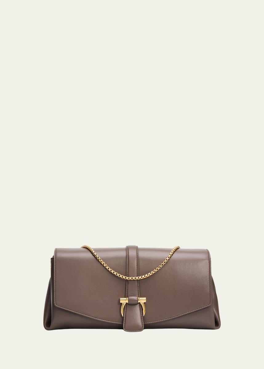 Gancini Flap Leather Shoulder Bag