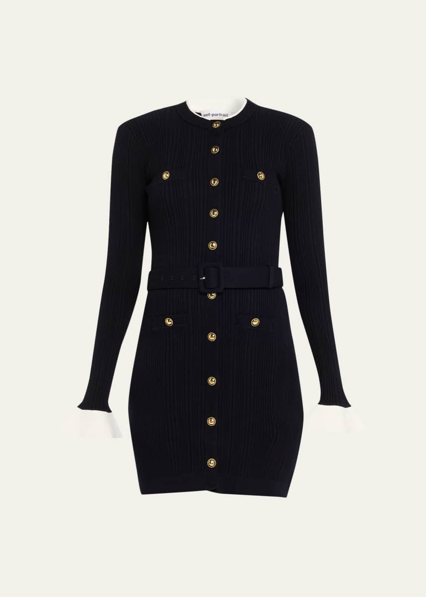 Self-Portrait Viscose Knit Mini Dress - Bergdorf Goodman