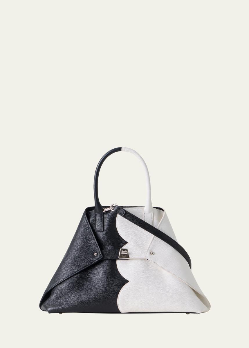 AI Small Scalloped Colorblock Top-Handle Bag