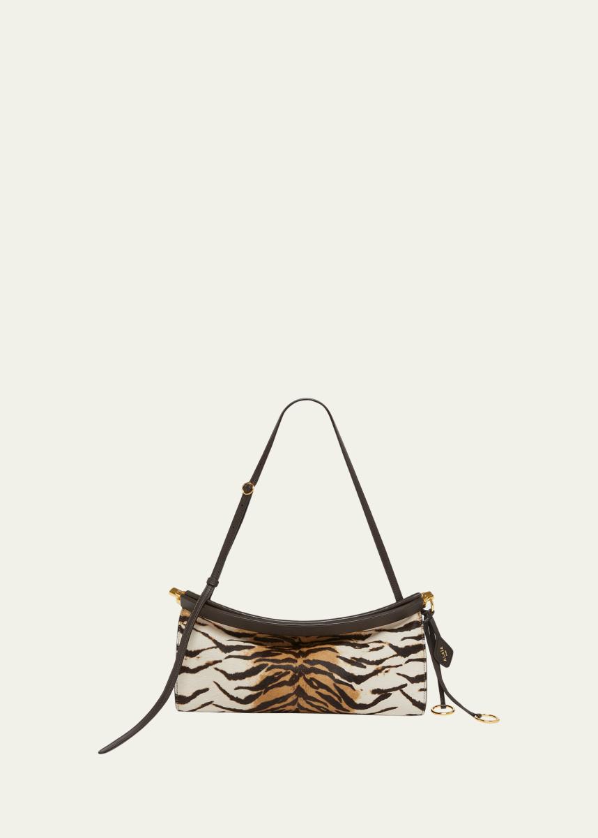 Le Click Tiger-Print Calf Hair East-West Shoulder Bag