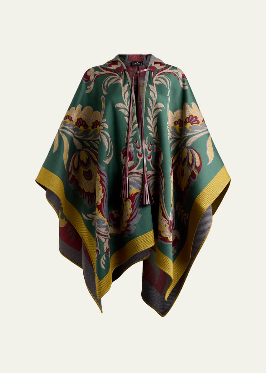 Etro Hooded Paisley Wool-Blend Cape - Bergdorf Goodman