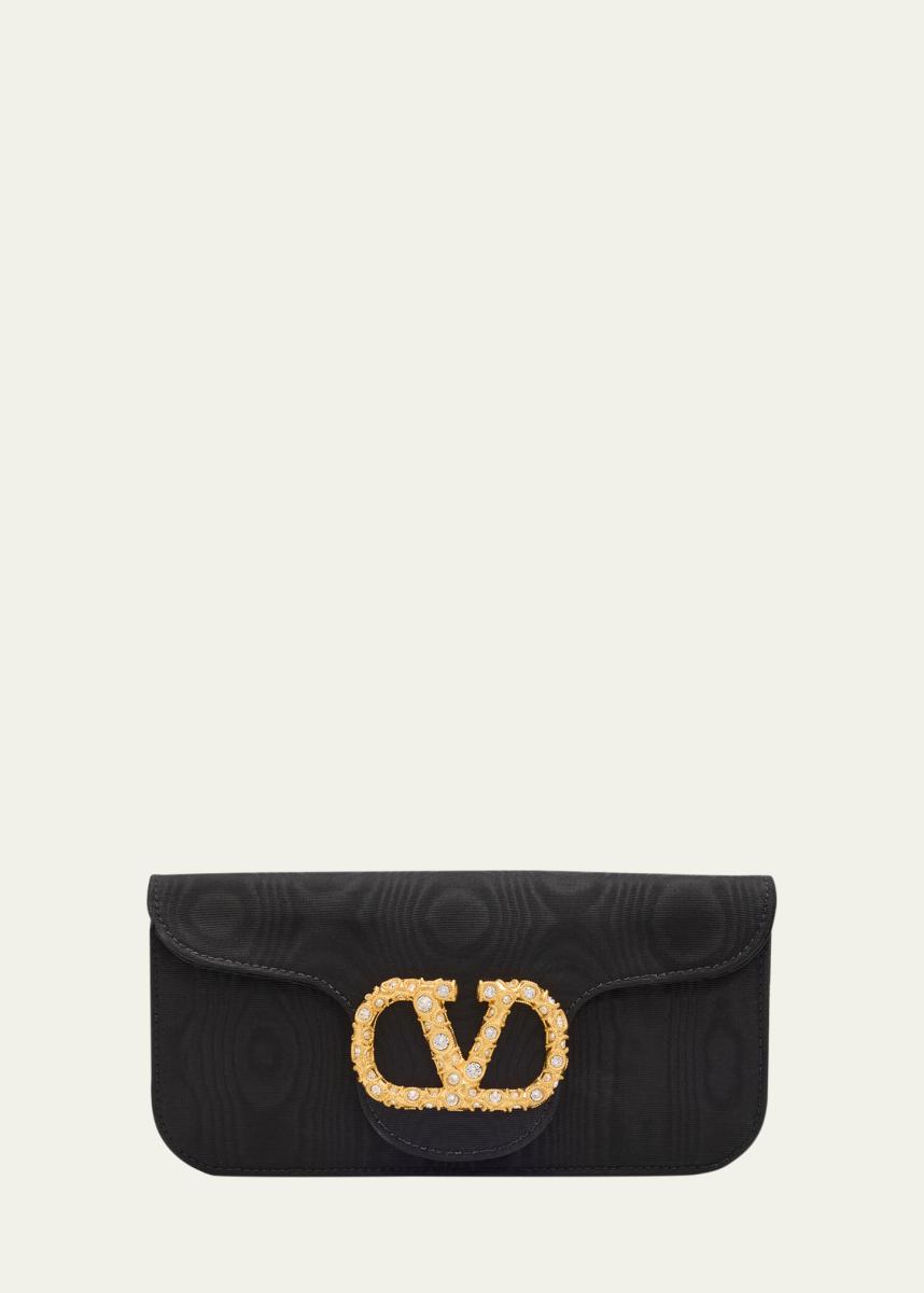 Valentino Garavani Loco Moire Clutch with Jewel VLogo - Bergdorf