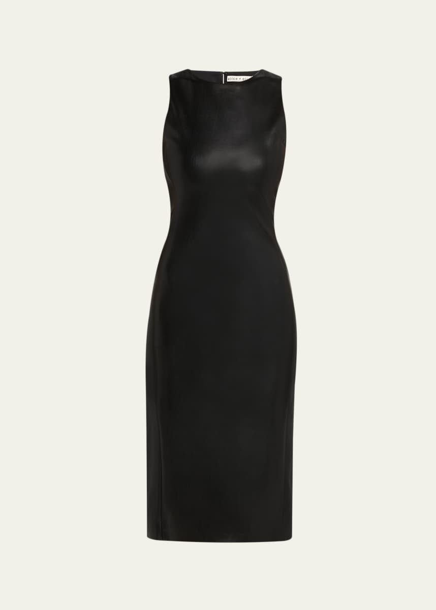 Alice + Olivia Wynell Faux Leather Dress - Black - 10