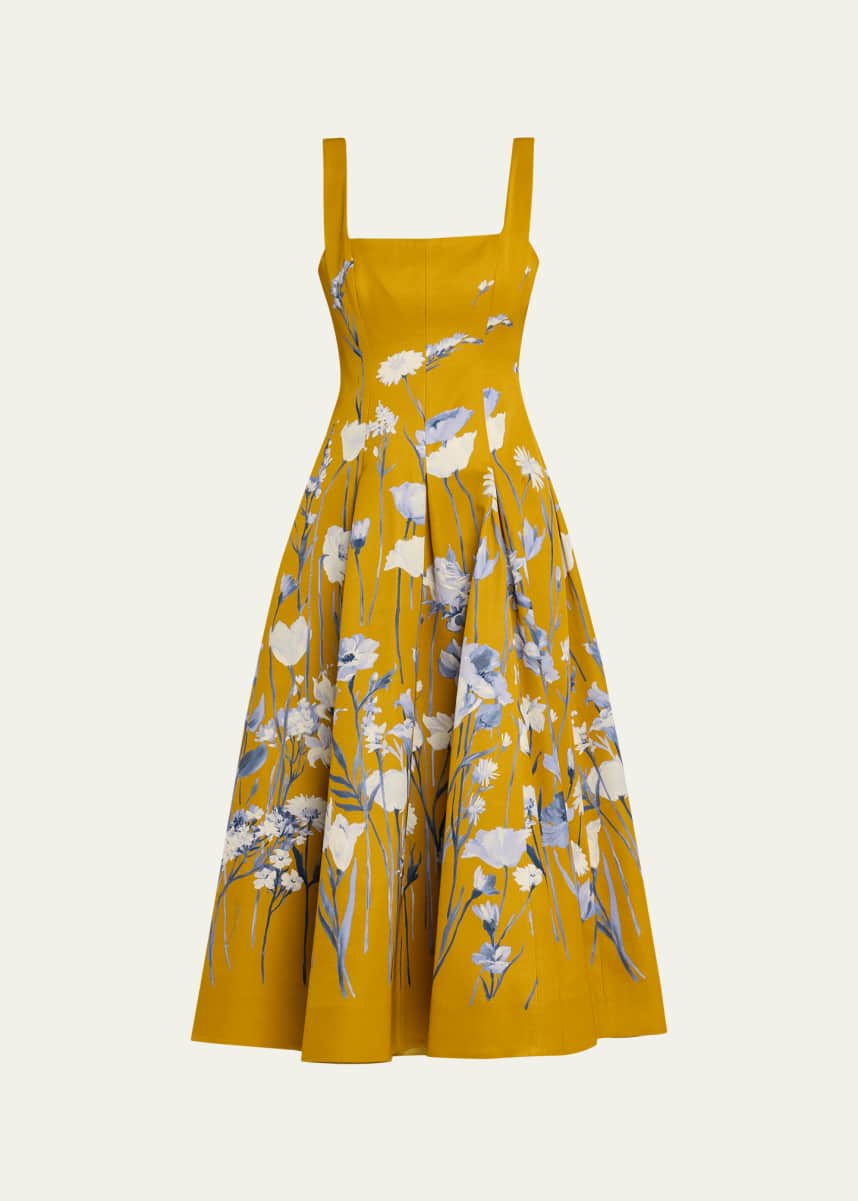 knee length dresses for ladies Floral Embroidery Long Sleeve Tie Waist Dress – Lela Rose main image 1