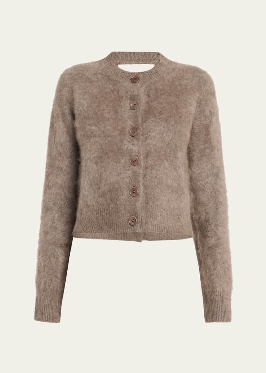 Lisa Yang Azalea Fuzzy Cashmere Crewneck Cardigan - Bergdorf Goodman