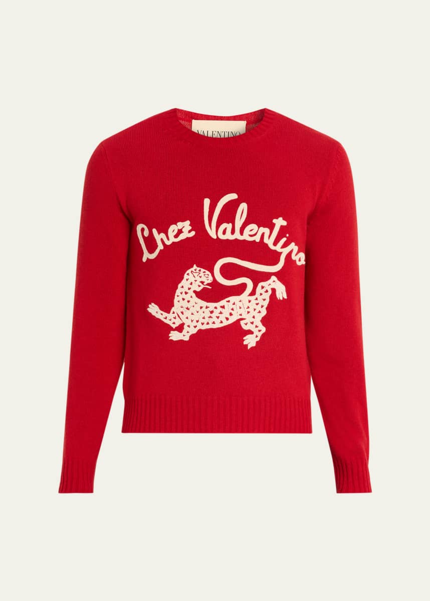 VALENTINO ゴルフ　刺繍　トレーナー　ヨーロッパ古着 Valentino Garavani Men's Chez Valentine & Panther Wool Sweater