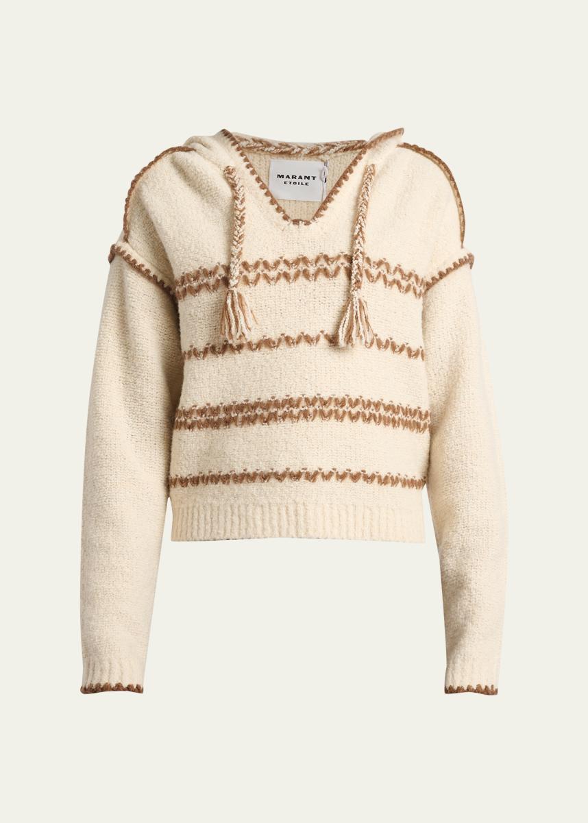 Etoile Isabel Marant Romera Stripe Embroidered Wool-Mohair Hooded