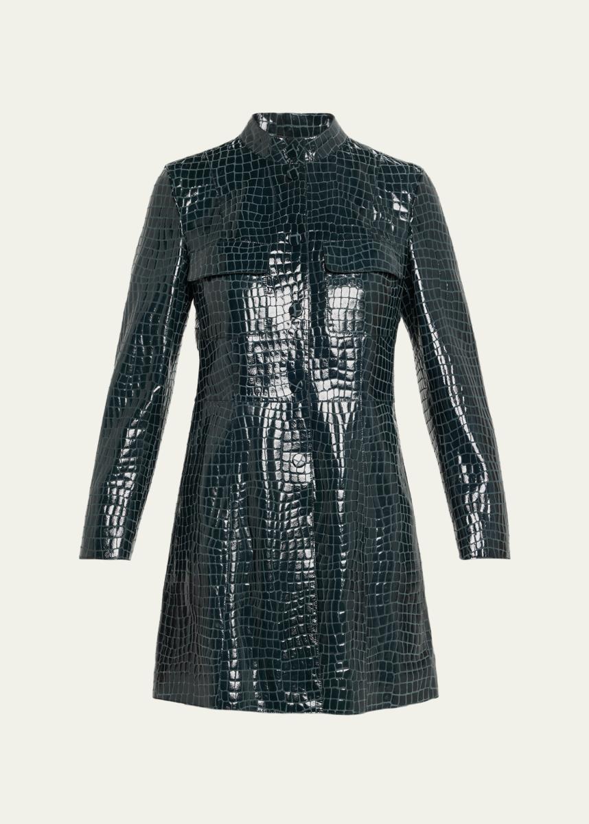 新品未使用★GIORGIO ARMANI★総刺繍★ロング★サマーコート Giorgio Armani Shiny Croc-Print Leather Trench Coat - Bergdorf Goodman