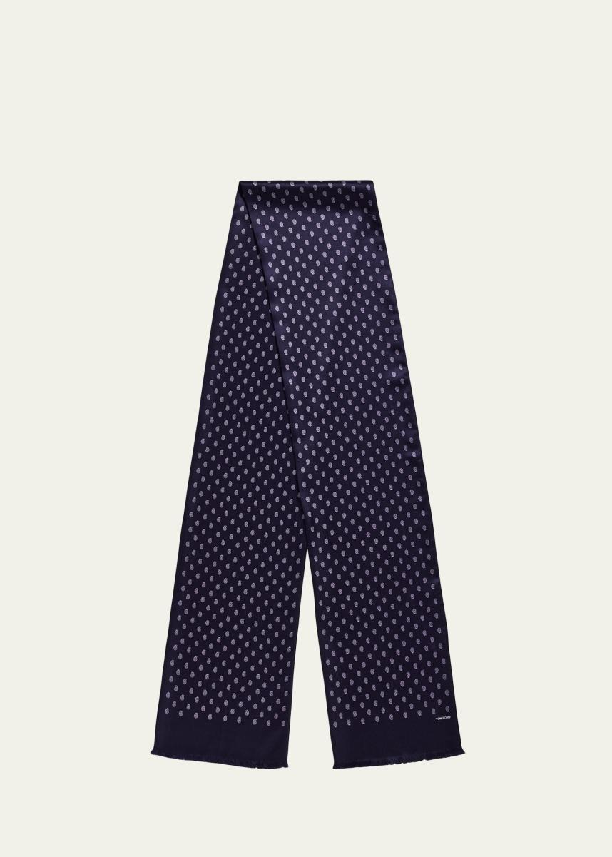 【大特価】TOM FORD トムフォード　カシミア　マフラー TOM FORD Men's Micro Paisley-Print Mulberry Silk Scarf - Bergdorf