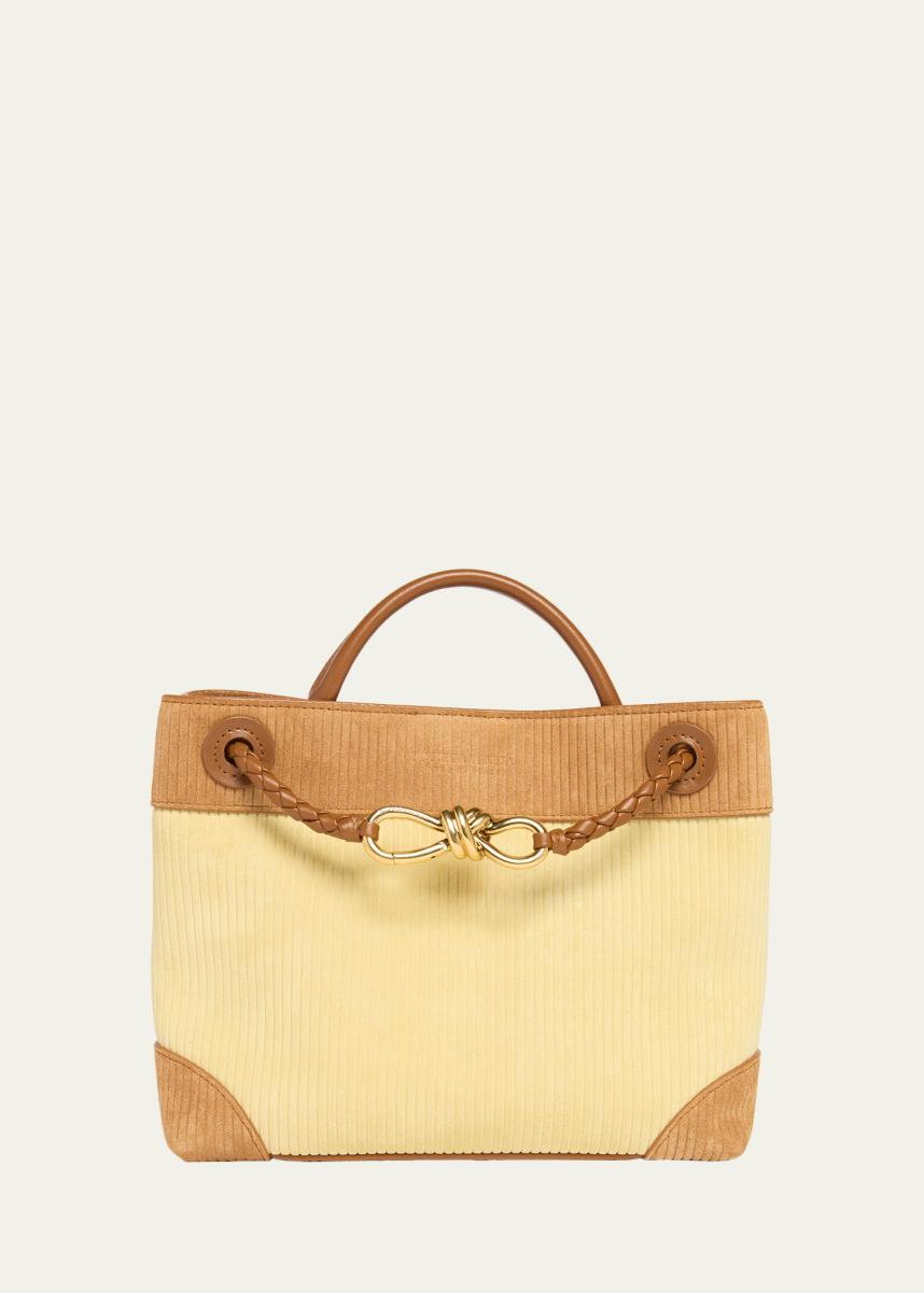 Two-Tone Suede Top-Handle Bag