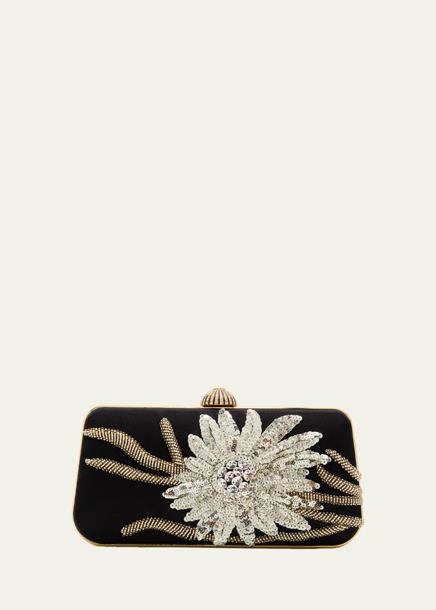 Carry Secrets Sequin Floral Satin Clutch Bag
