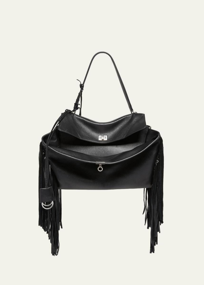 Rodeo Medium Leather Fringed Top-Handle Bag