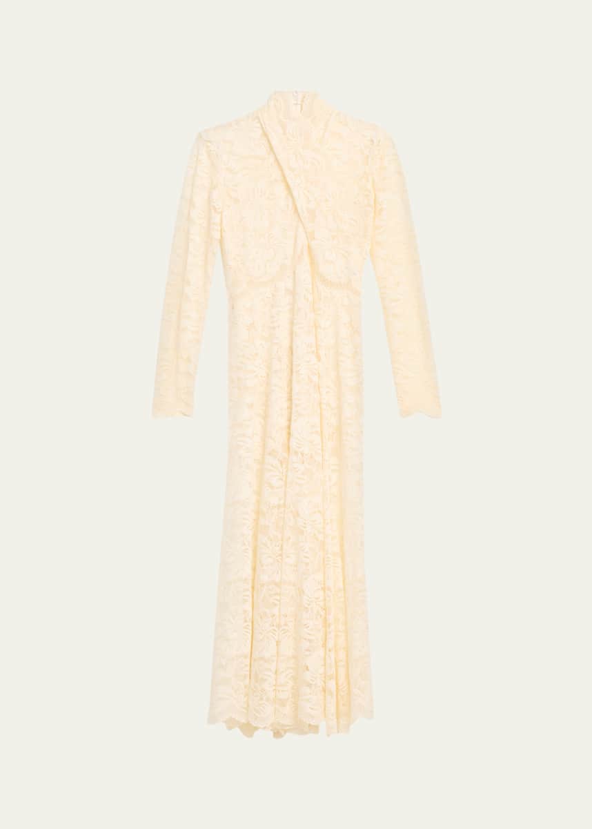 white lace pink chiffon dress LORIA MIDI DRESS main image 1