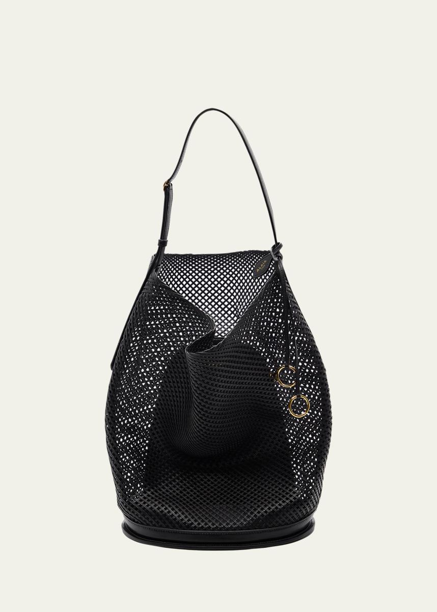 Large Leather Net Hobo Bag