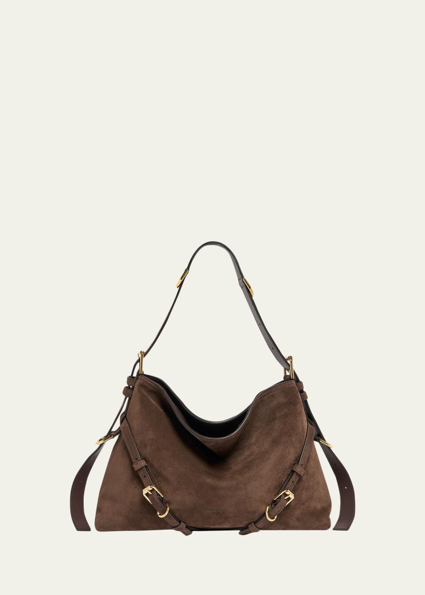 Voyou Medium Slouchy Shoulder Bag in Suede