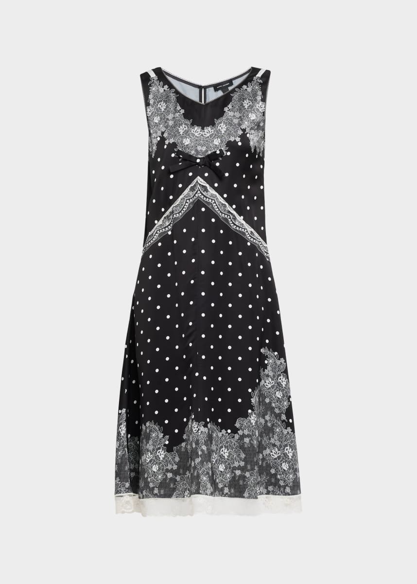 knee length dresses for ladies MARC JACOBS Size 2 Black White Silk Graphic Long Sleeve Midi Dress – Sui  Generis Designer Consignment main image 0