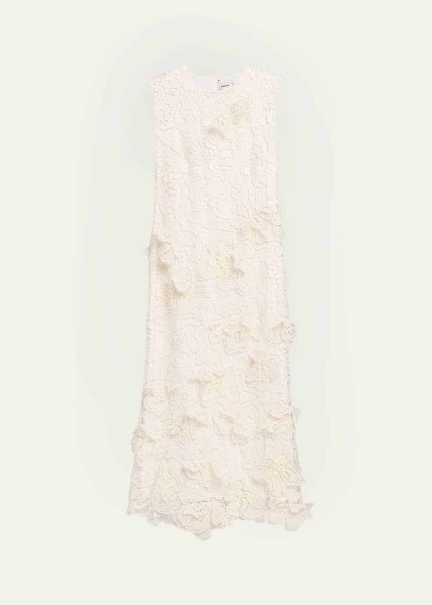 knee length dresses for ladies Pellagia Embroidered Eyelet Tiered Midi Dress