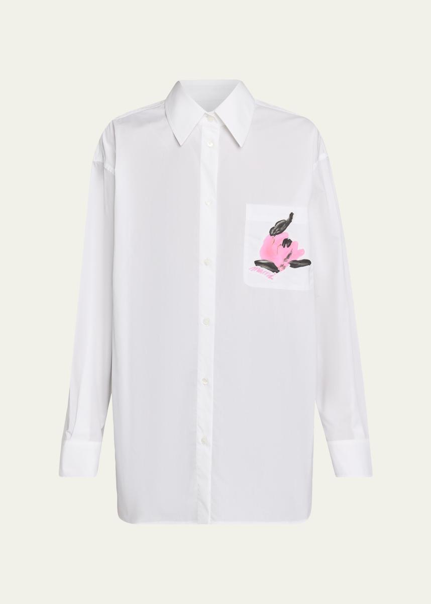 Marni Flower Patch Oversized Button-Down Shirt - Bergdorf Goodman