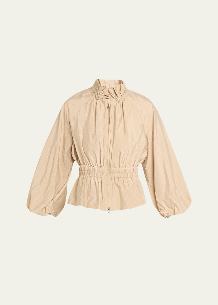 Cinq à Sept Deana Ruffled-Collar Nylon Peplum Jacket - Bergdorf