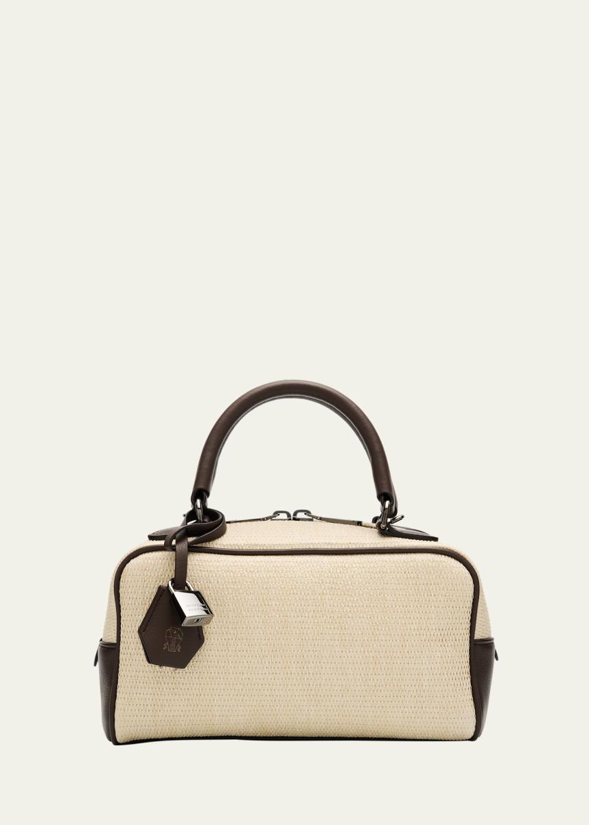 Explorer Techno Raffia & Leather Crossbody Bag