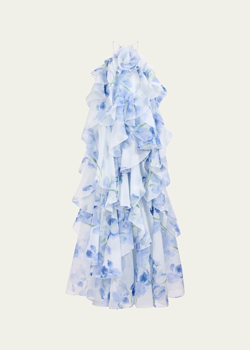 aje white and blue dress Behold Maxi Dress-BOLDLY BLOOMING COBALT / 6