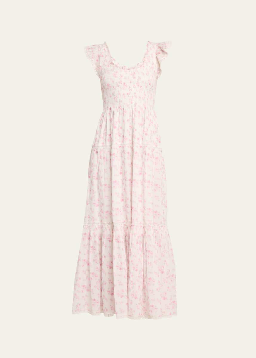 chinese dress ladies Chessie Fragrance Print Cotton Maxi Dress-Women's Designer Luxury Dresses