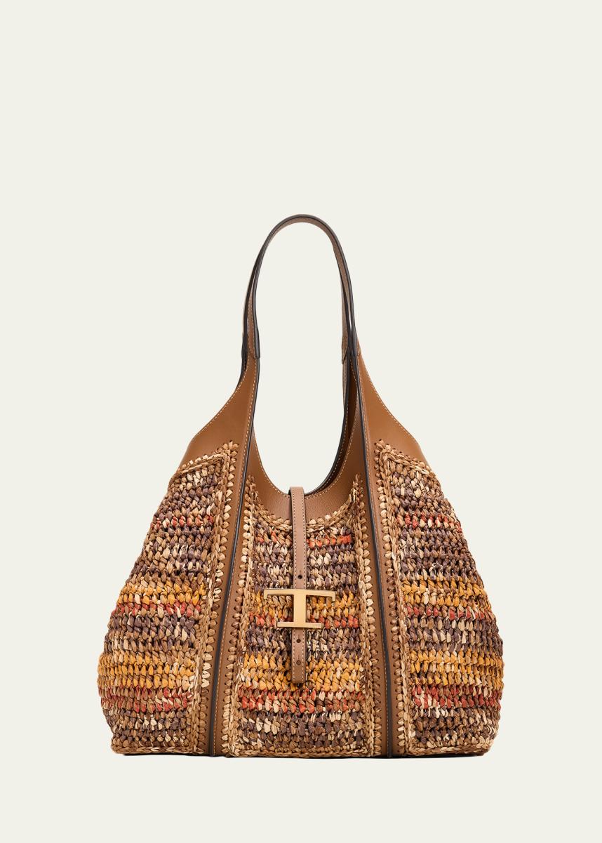 T Timeless Raffia Shopping Tote Bag
