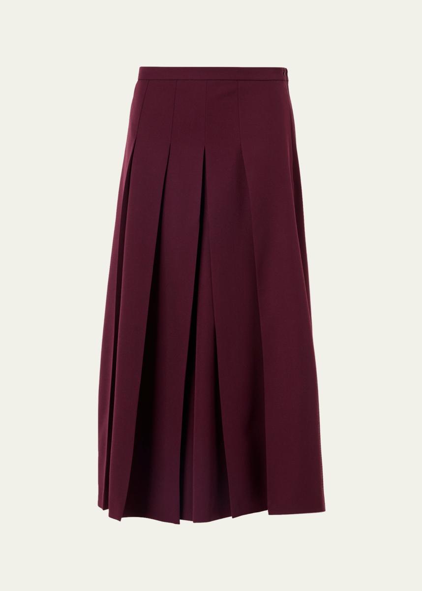 Akris Wool Gabardine Pleated Midi Skirt - Bergdorf Goodman