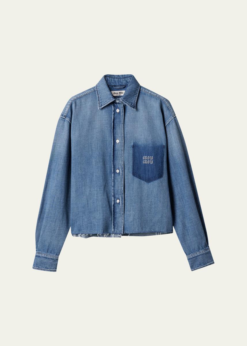 Miu Miu Denim Oversized Button-Down Shirt - Bergdorf Goodman