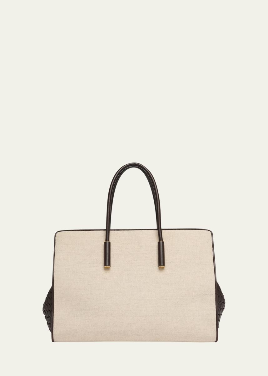 Barbara Medium Canvas and Leather Tote Bag