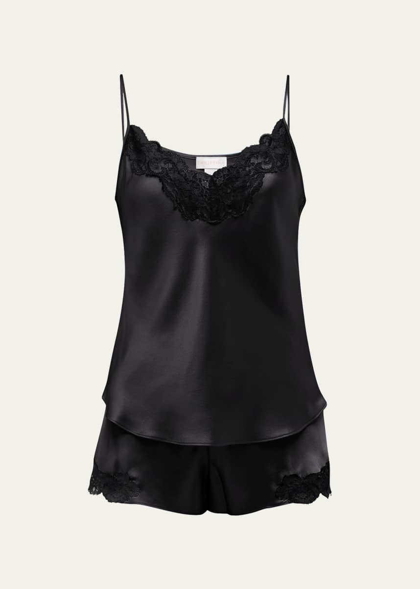 Christine Lingerie Bijoux Short Lace-Trim Silk Pajama Set