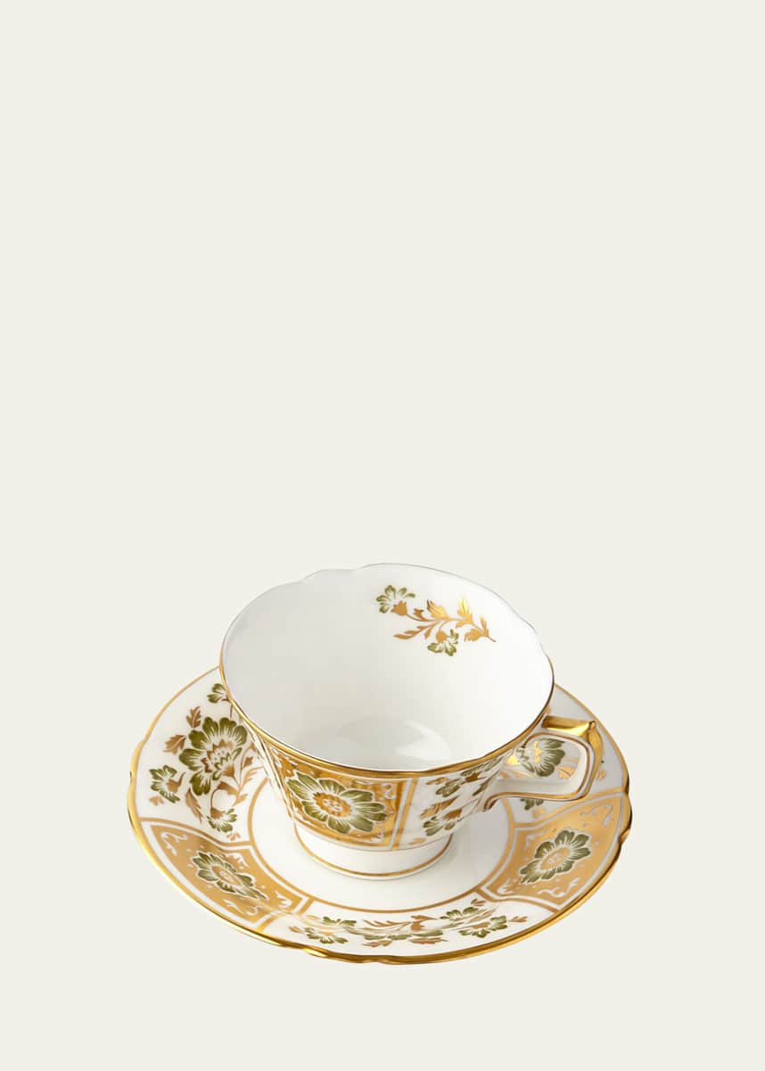 Royal Crown Derby Derby Panel Green Saucer