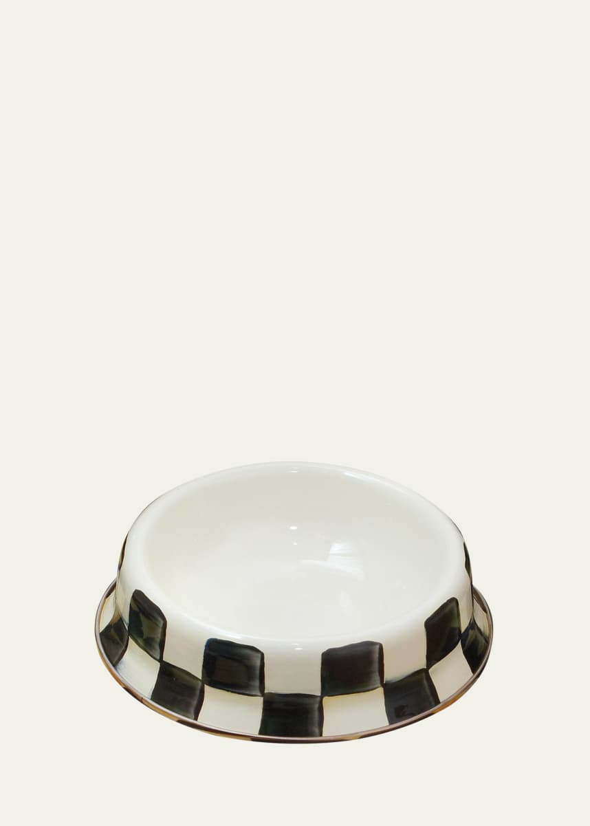 MacKenzie-Childs Courtly Check Enamel Cat Dish