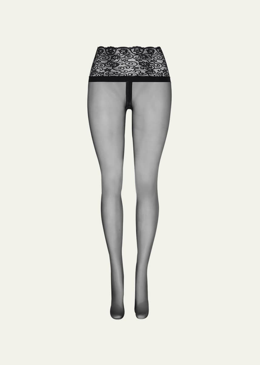 Commando Sexy Sheer Lace-Waist Tights