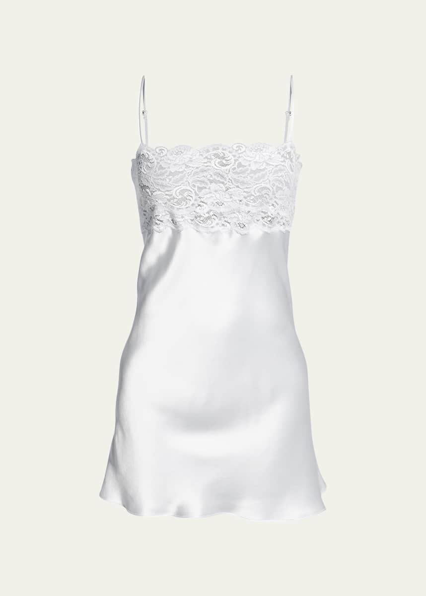 Christine Lingerie Bijoux Lace-Trim Silk Chemise