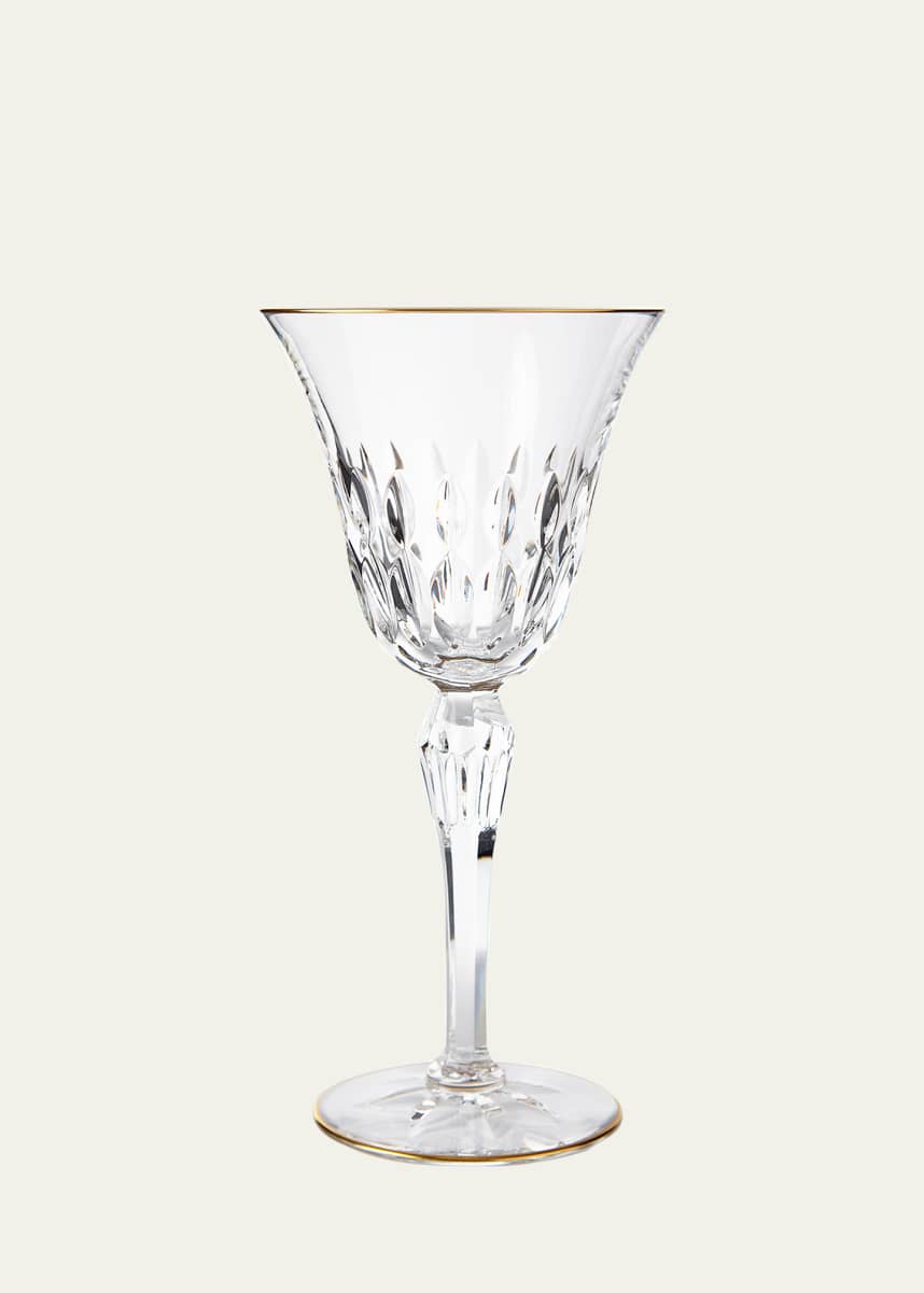 Saint Louis Crystal Stella Water Goblet with Gold Rim