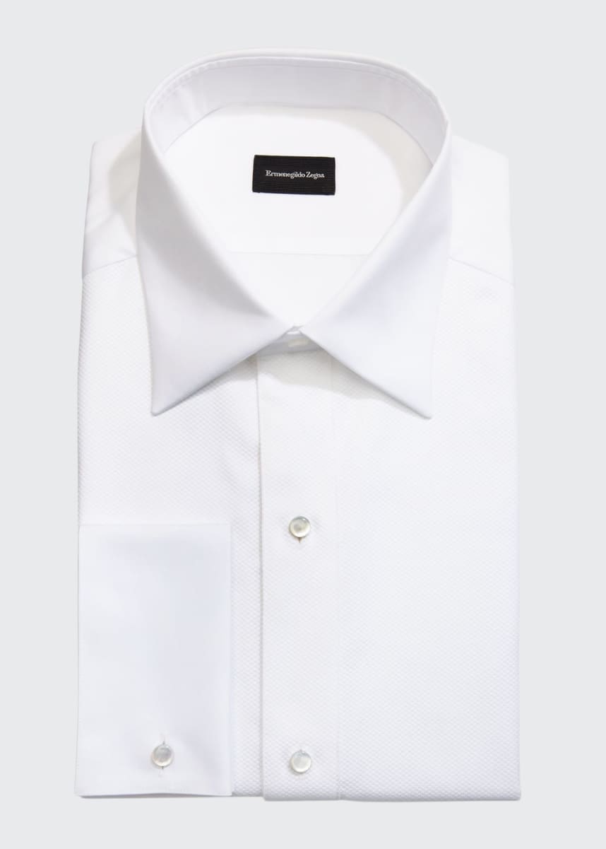ZEGNA Men's Woven Pique Tuxedo Shirt