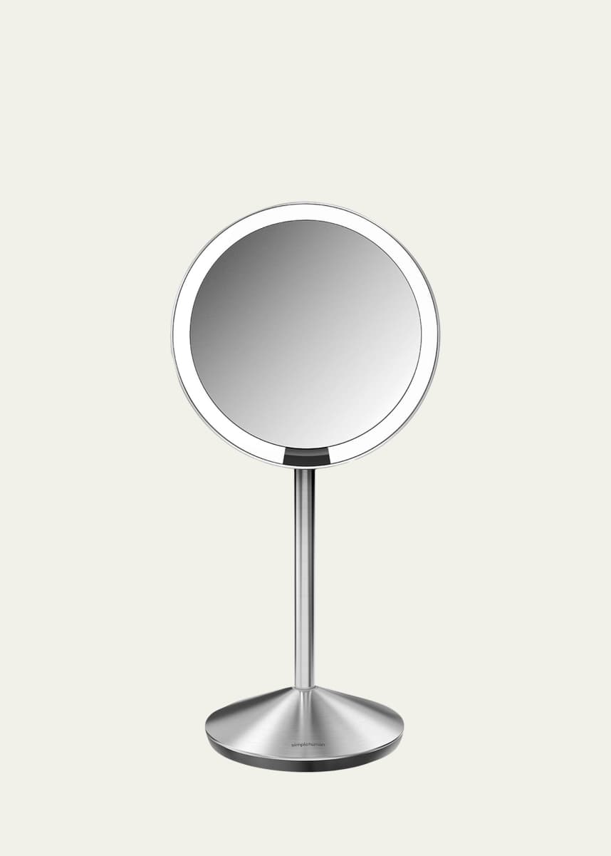 simplehuman 5" Sensor Mirror with Travel Case, Brushed Steel