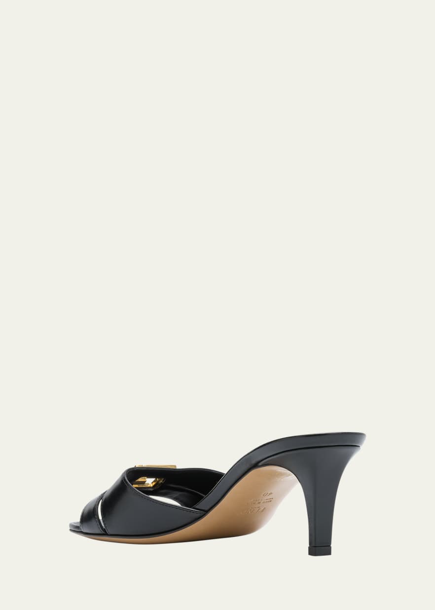 Fendi Fold Leather Kitten-Heel Sandals - Bergdorf Goodman Fendi Fold Leather Kitten-Heel Sandals