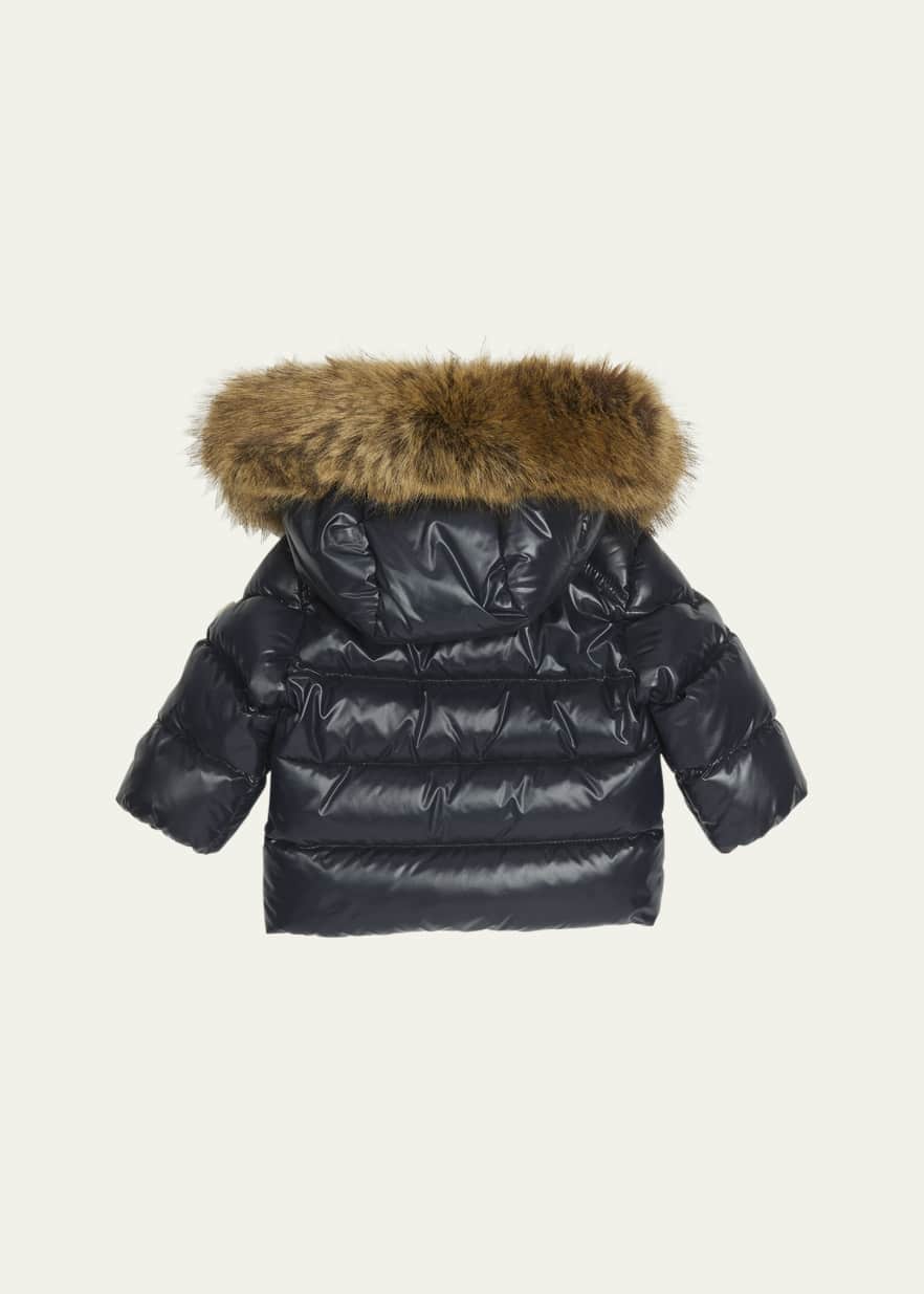 Moncler Kids Shiny Puffer Jacket W/ Faux Fur Trim, Size 6M-3 - Bergdorf Goodman Moncler Kids Shiny Puffer Jacket W/ Faux Fur... 