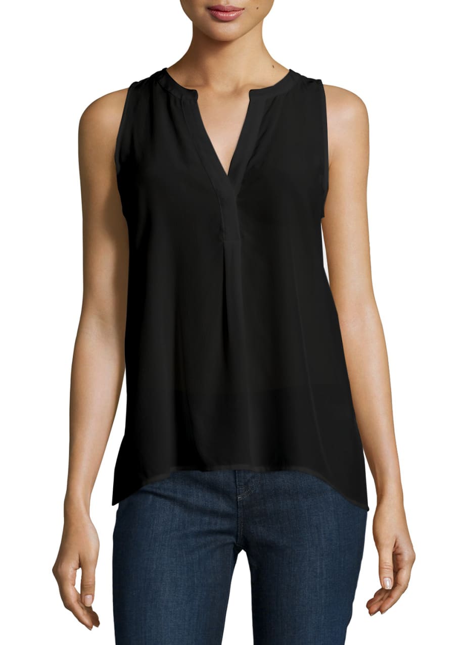 Joie Aruna Split-Neck Silk Top - Bergdorf Goodman