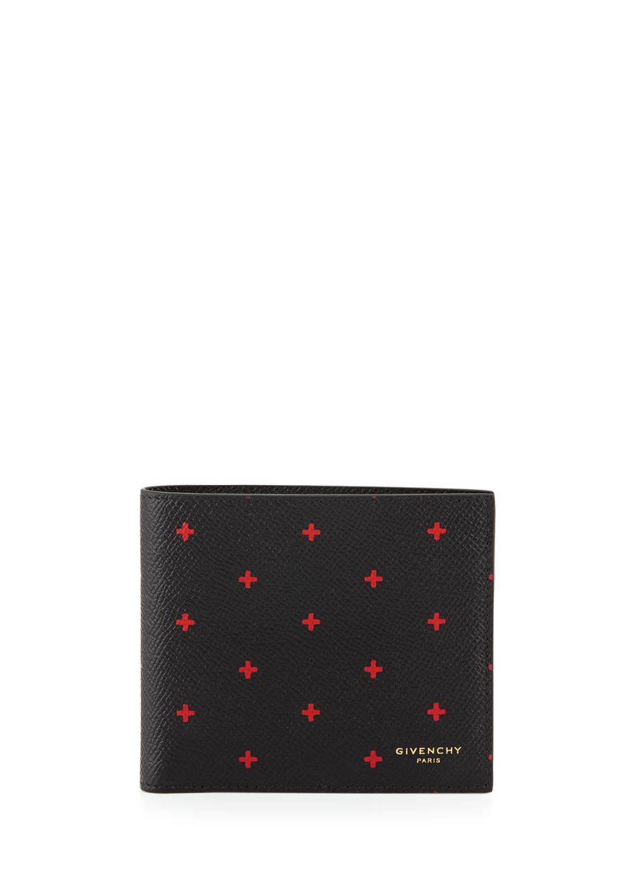 Givenchy Cross-Print Leather Wallet, Black/Red - Bergdorf Goodman