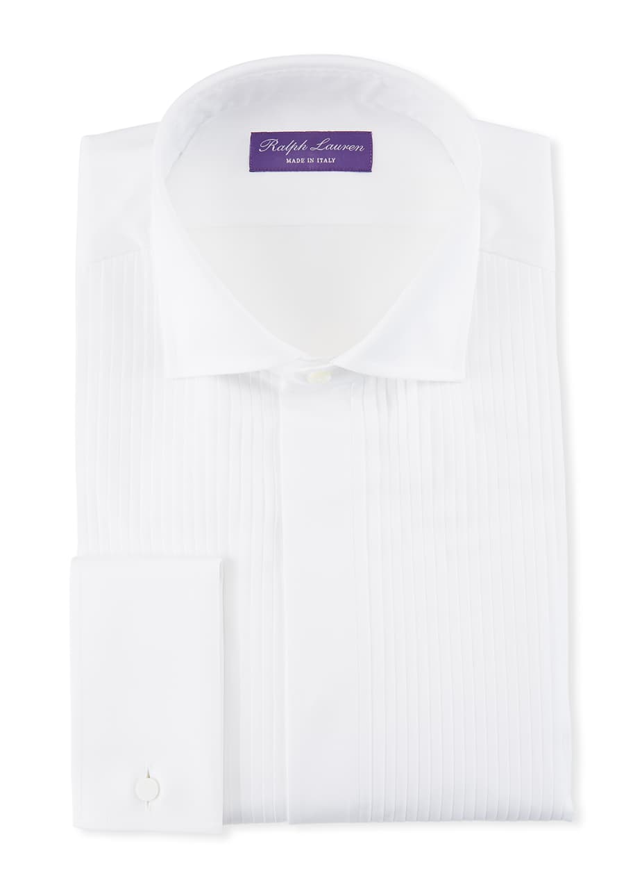 Image 1 of 1: Basic Pleated French-Cuff Tuxedo Shirt