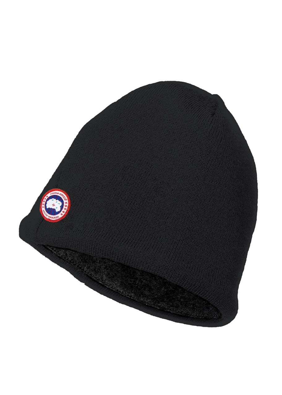 Canada Goose Black Fleece lined Beanie Canada Goose - Logo-Appliquéd Merino Wool Beanie - Black  main image 2