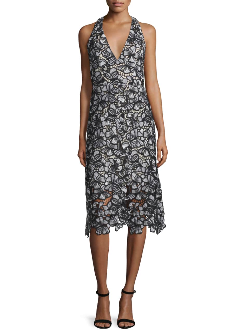black formal lace dress Flyn Lace Midi Dress in Black