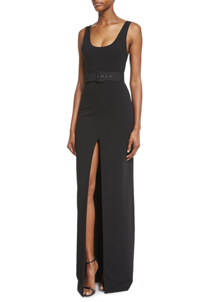 short black sleeveless dress Long Placket Dress – 100% Wool, Viscose-Lined, Black Maxi Black / 46 main image 0