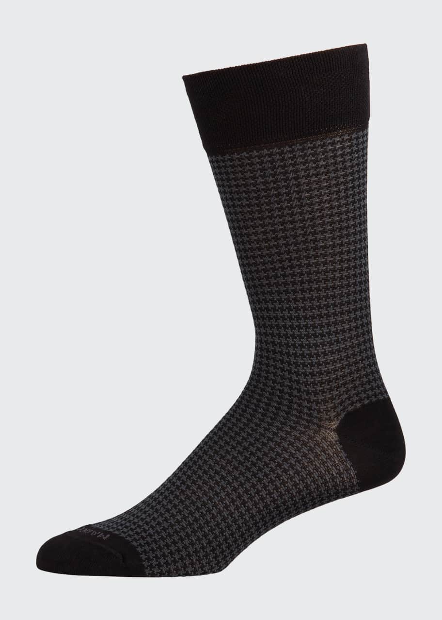 Marcoliani Men's Houndstooth Crew Socks Bergdorf Goodman