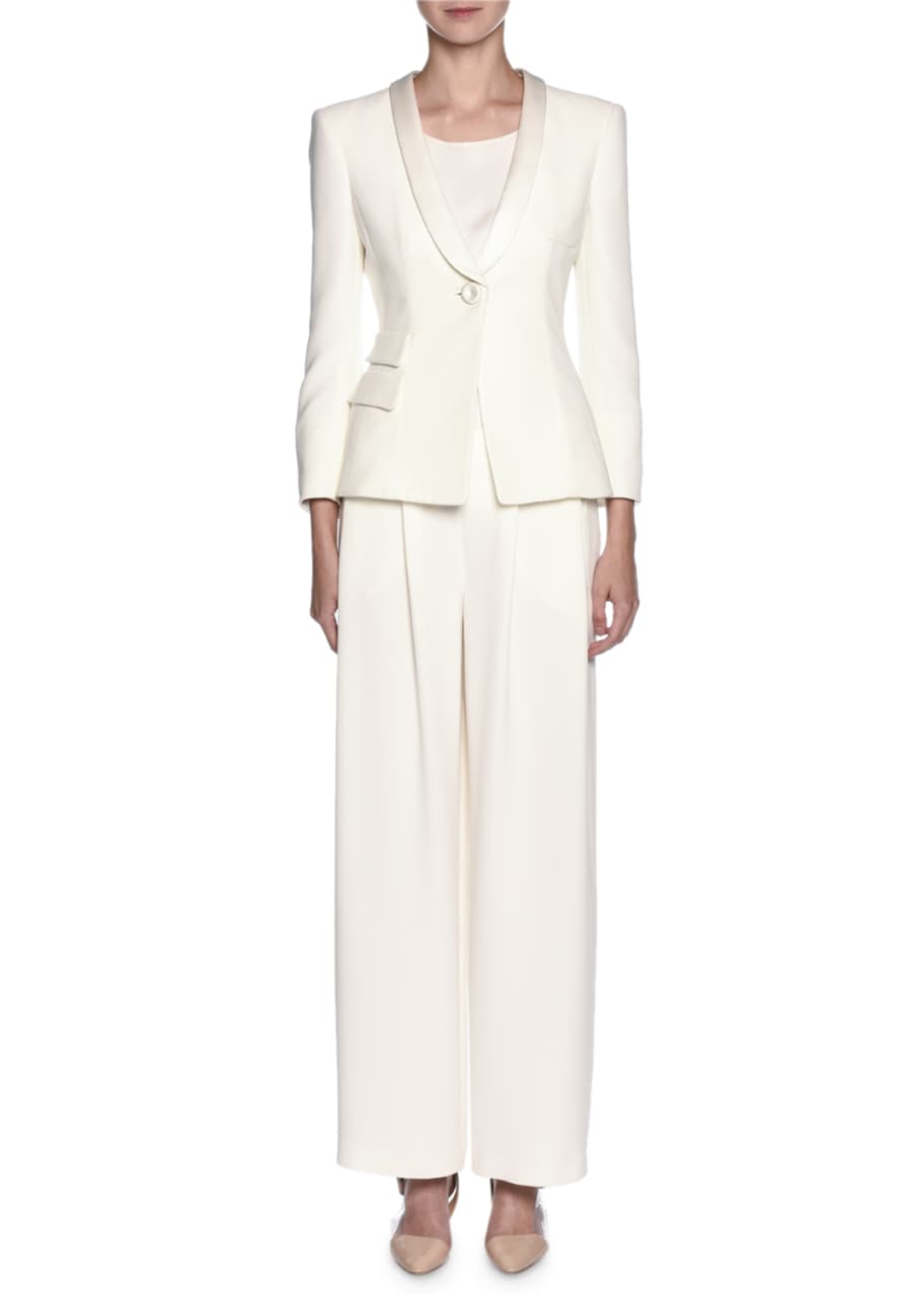 Womens white tuxedo pant suit discount